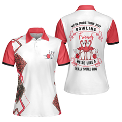 We're More Than Just Bowling Friends We're Like A Really Small Gang Short Sleeve Women Polo Shirt, Leopard Bowling Shirt - Hyperfavor