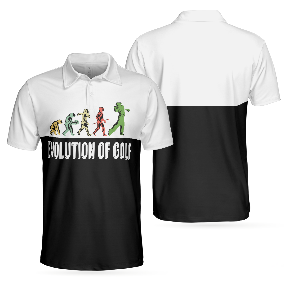 Golf Evolution Vintage Short Sleeve Polo Shirt, Elegant Back And White Polo Shirt, Best Golf Shirt For Men - Hyperfavor