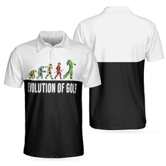 Golf Evolution Vintage Short Sleeve Polo Shirt, Elegant Back And White Polo Shirt, Best Golf Shirt For Men - Hyperfavor