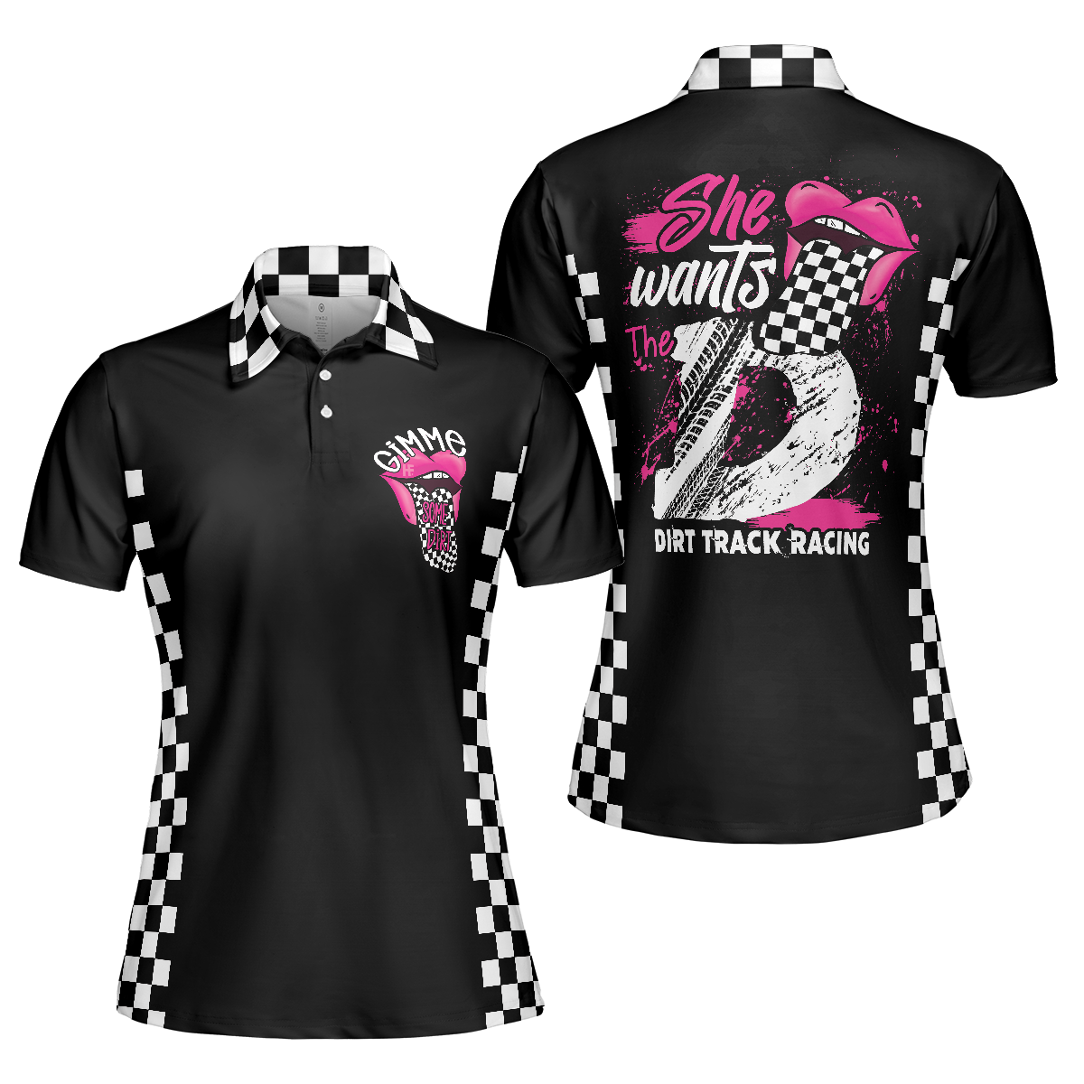 She Wants The D Dirt Track Racing Short Sleeve Women Polo Shirt, Adult Humor Dirt Track Racing Shirt For Ladies - Hyperfavor