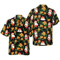 Hyperfavor Christmas Hawaiian Shirts, Santa Swimming Tropical Pattern Shirt Short Sleeve, Christmas Shirt Idea Gift For Men and Women - Hyperfavor