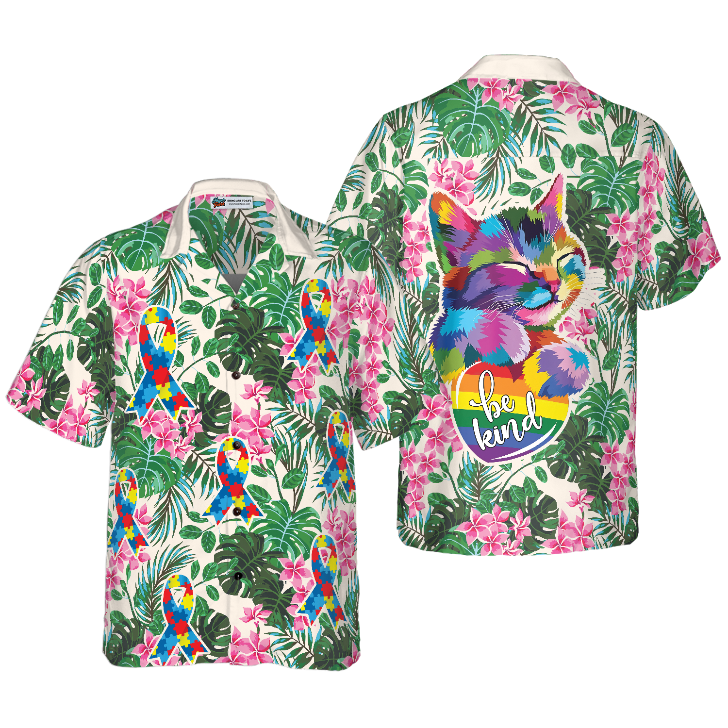 Cat Autism Awareness Hawaiian Shirt - Hyperfavor