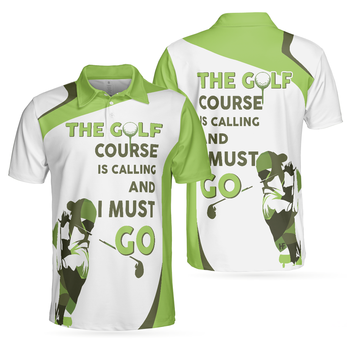 The Golf Course Is Calling And I Must Go Men Polo Shirt, White And Green Golf Shirt For Men - Hyperfavor