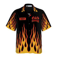 Skull Flame Firefighter Custom Hawaiian Shirt, Personalized Came Black From Hell Firefighter Shirt For Men - Hyperfavor