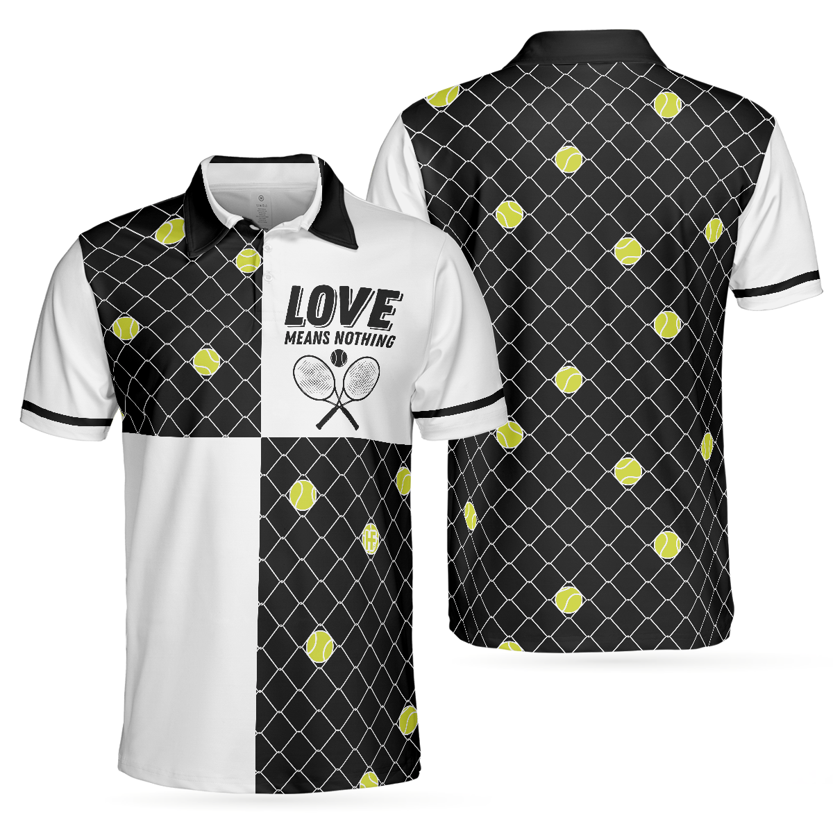 Love Means Nothing Tennis Polo Shirt, Tennis Ball Stuck In Steal Wire Fence Polo Shirt, Best Tennis Shirt For Men - Hyperfavor