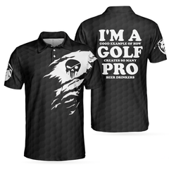 I'm A Golf Pro Golf Polo Shirt, Black And White Skull Golf Shirt For Men, Basic Golf Sayings Shirt - Hyperfavor