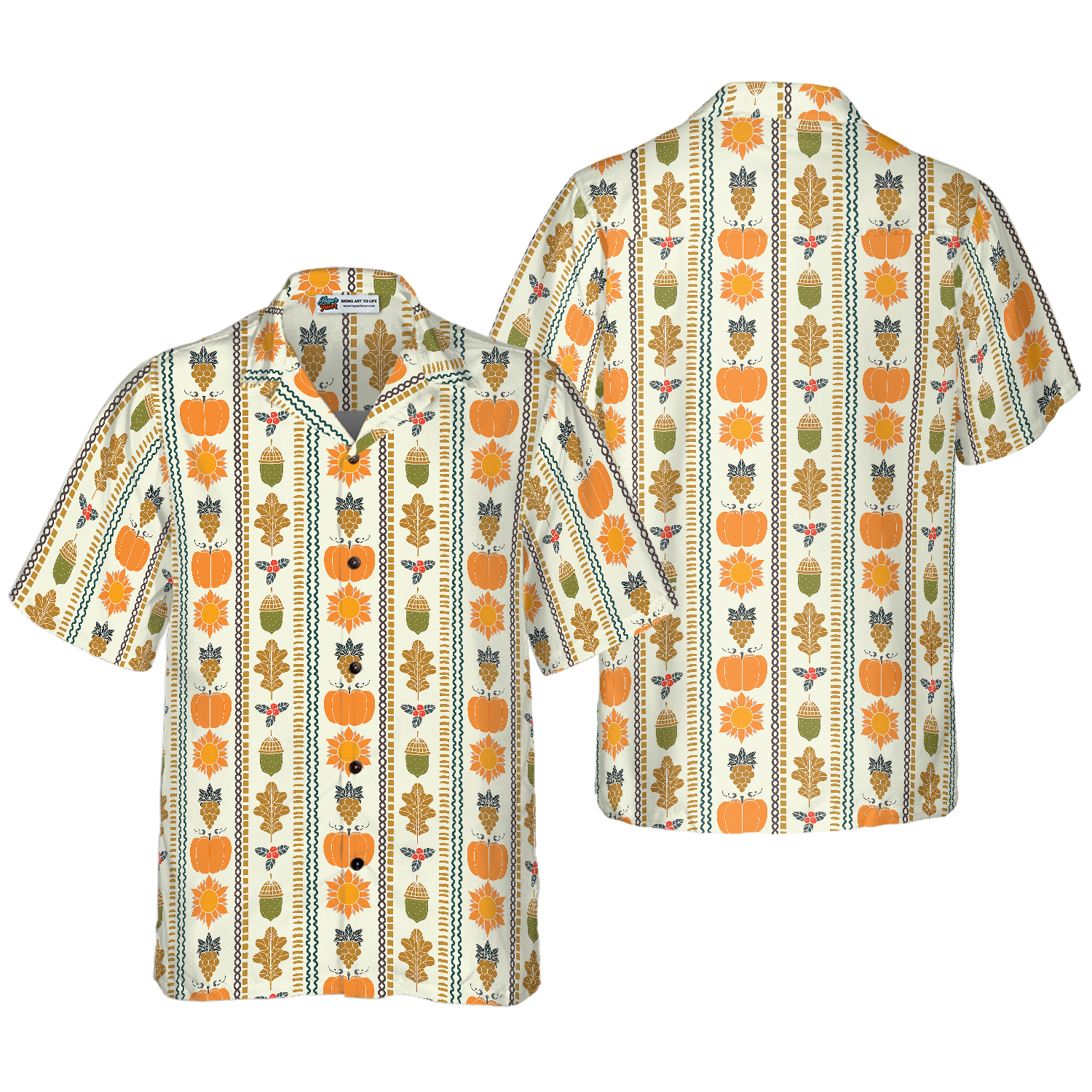 Thanksgiving Day Vertical Pattern Hawaiian Shirt - Hyperfavor