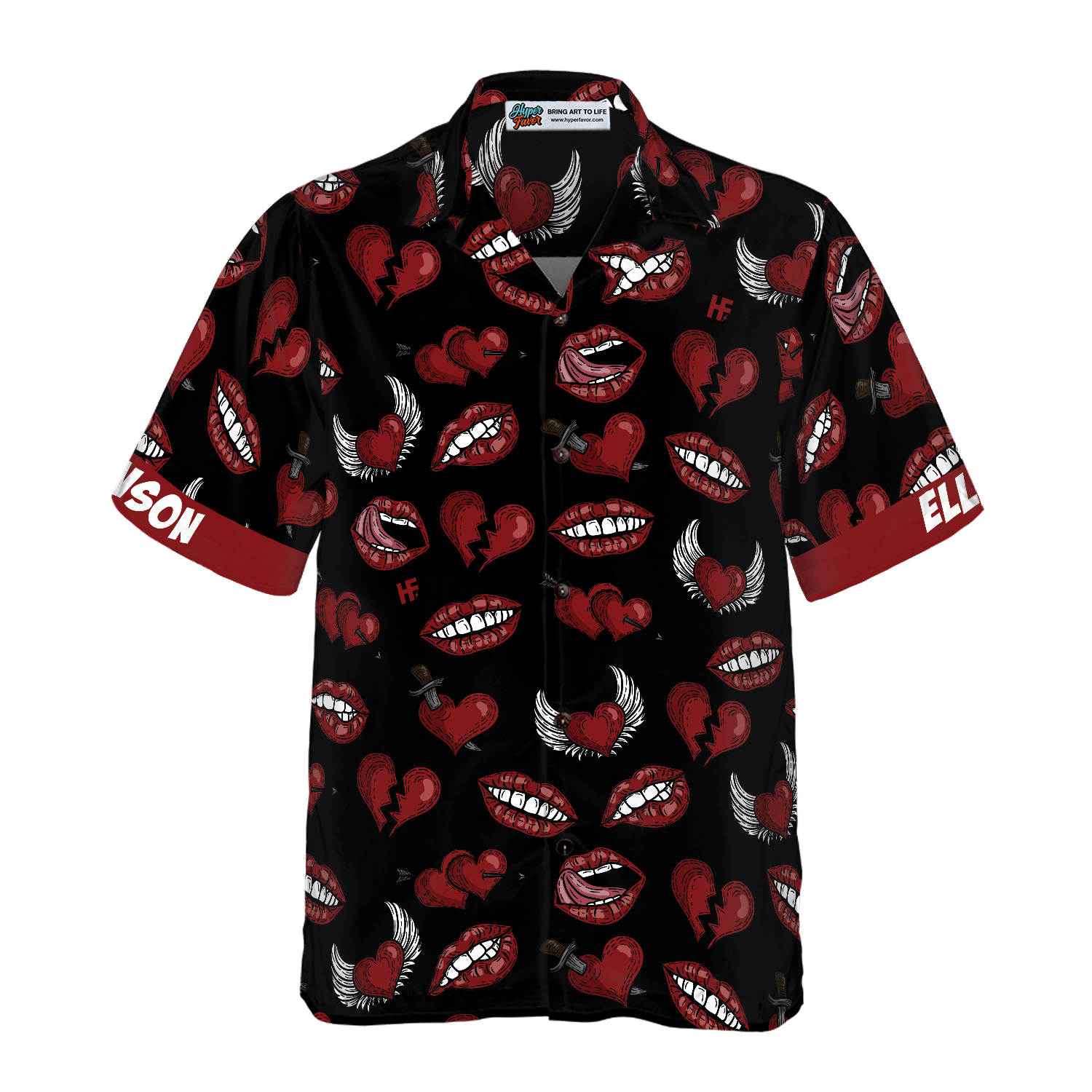 Black Valentine Seamless Pattern Custom Hawaiian Shirt - Hyperfavor