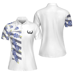 Bluebonnet Golf Short Sleeve Women Polo Shirt, Floral Texas Golf Shirt For Ladies - Hyperfavor