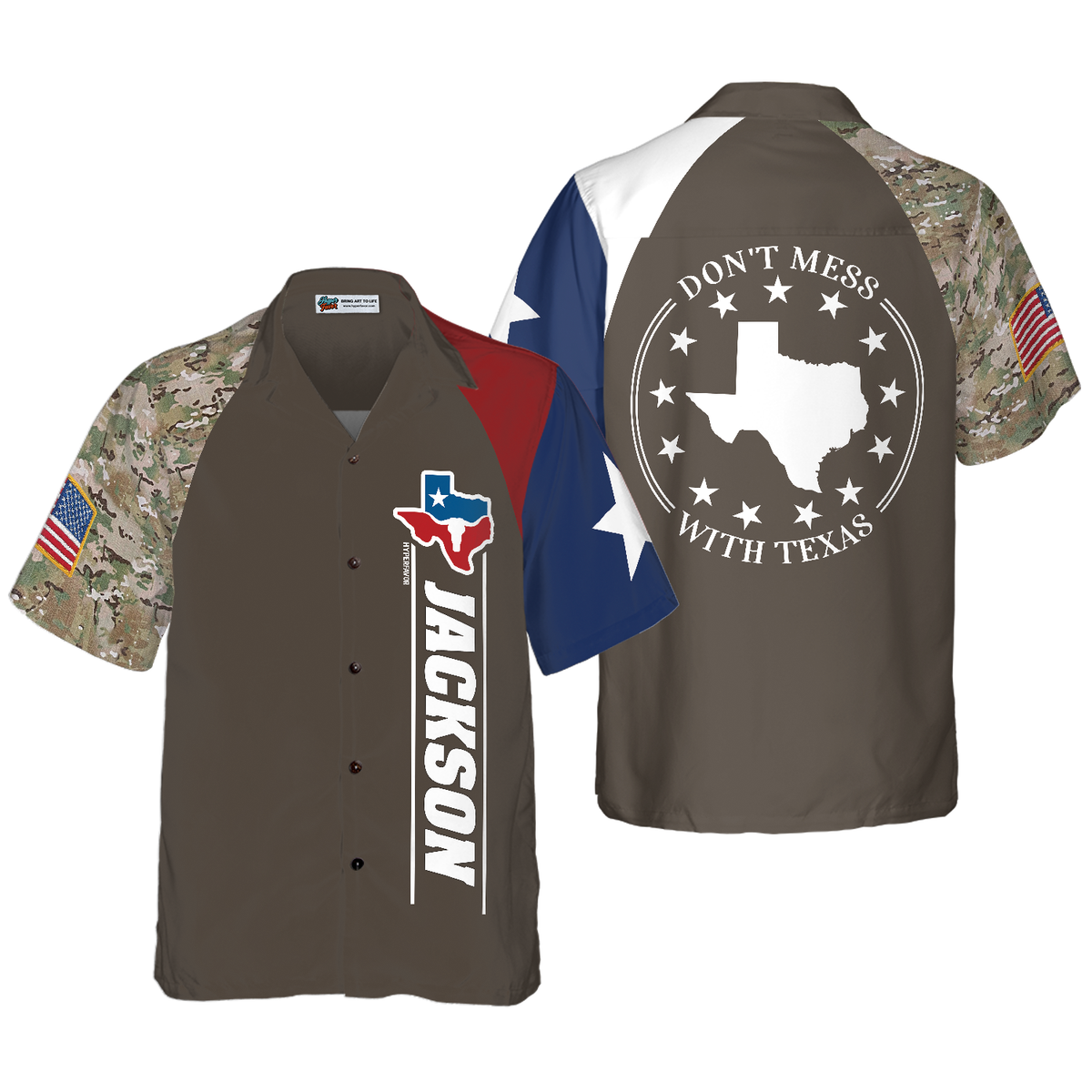 Personalized Don't Mess With Texas Custom Hawaiian Shirt, State Of Texas Map Shirt, Texas Camo Shirt For Men - Hyperfavor