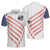 Golf American Flag Golf Club Skull Golf Polo Shirt, Ripped American Flag Polo Shirt, Patriotic Golf Shirt For Men - Hyperfavor