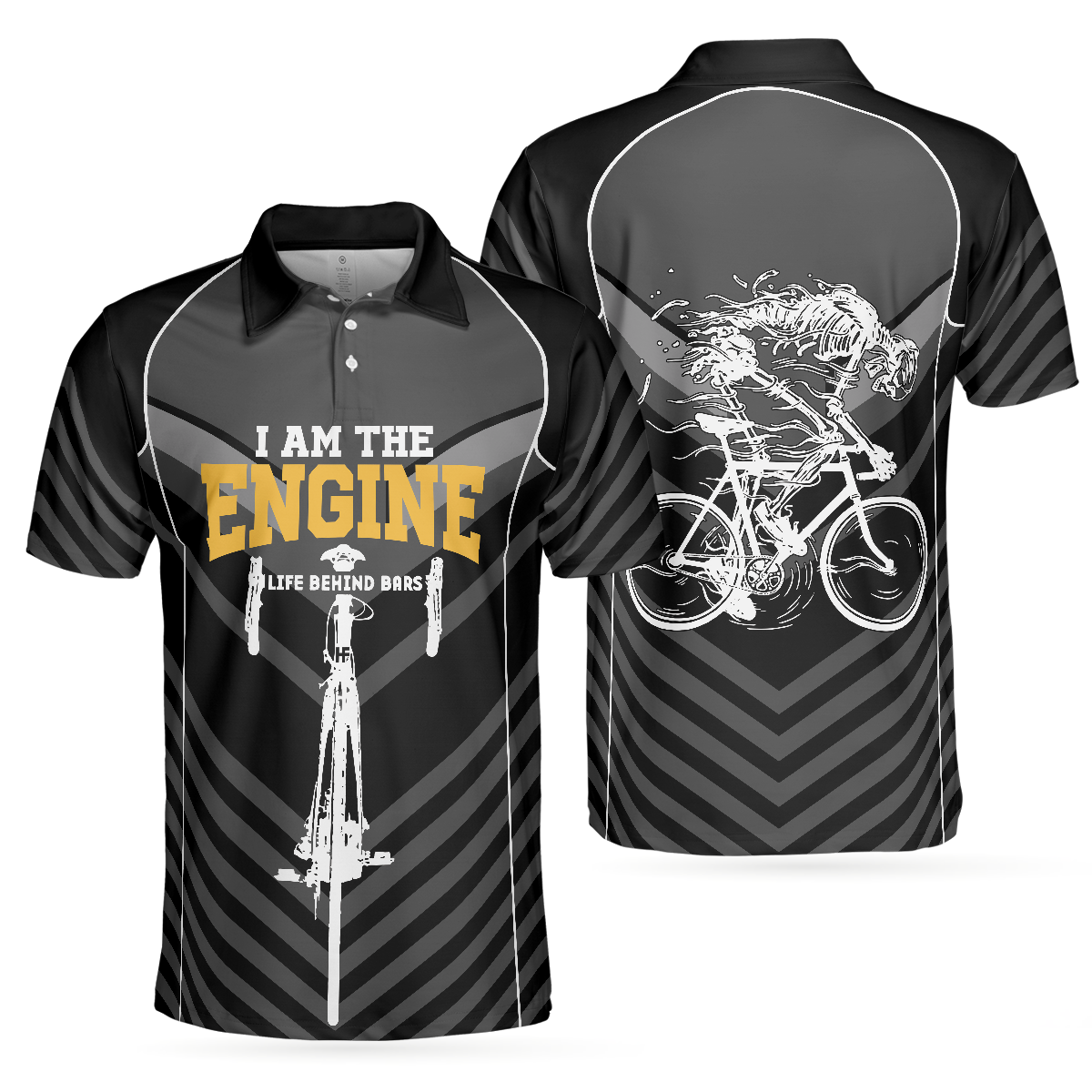 I Am The Engine Cycling Polo Shirt, Skeleton Cyclist Polo Shirt, Best Cycling Shirt For Men - Hyperfavor