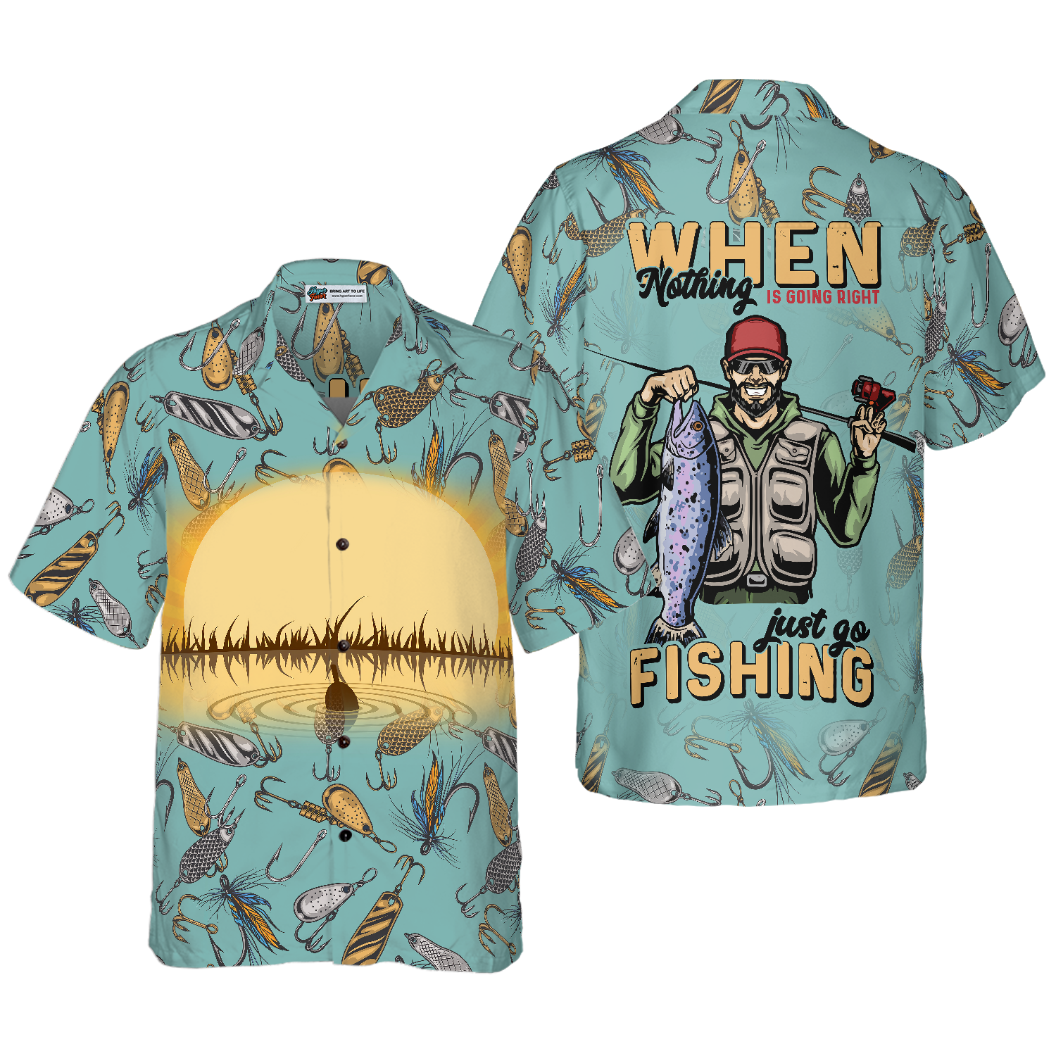 When Nothing Is Going Right Go Fishing Hawaiian Shirt - Hyperfavor