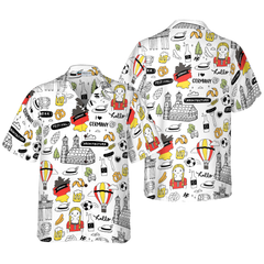 I Love Germany Doodle Hawaiian Shirt - Hyperfavor