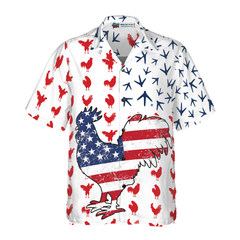 Rooster American Flag V2 Hawaiian Shirt - Hyperfavor