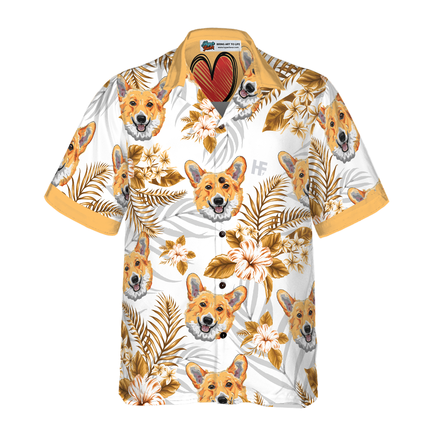 Personalized Peace Love Corgi Custom Hawaiian Shirt - Hyperfavor