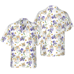 Corgi And Flowers Shirt For Men Hawaiian Shirt - Hyperfavor