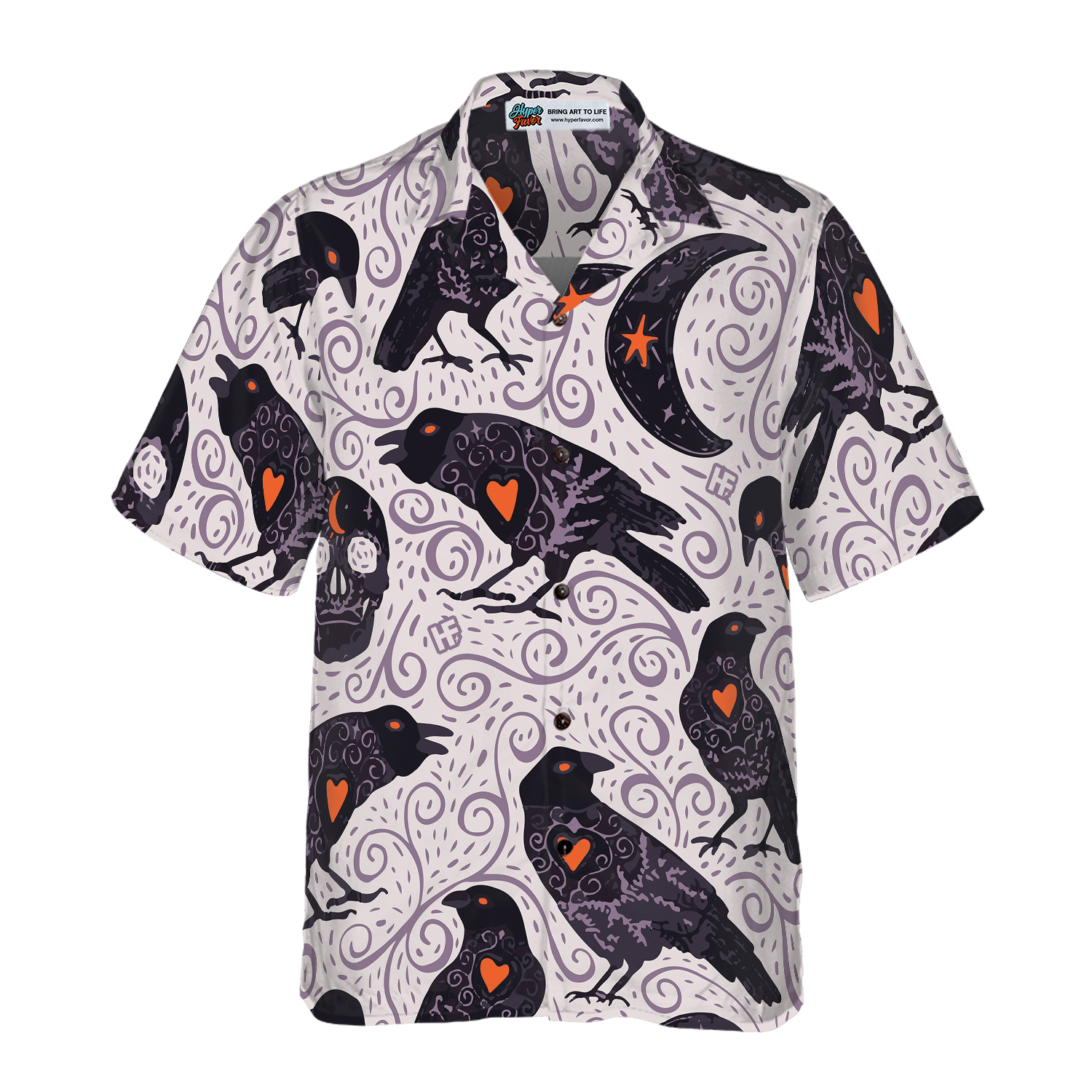 Raven And Skull Halloween Hawaiian Shirt, Halloween Shirt For Men And Women - Hyperfavor