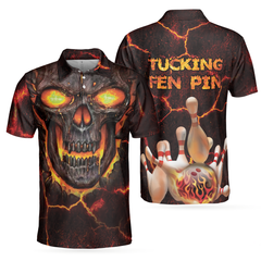 Tucking Fen Pin Polo Shirt, Skull Bowling Polo Shirt Design, Scary Halloween Gift For Bowling Lovers - Hyperfavor