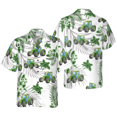 Tropical Green Tractor Hawaiian Shirt - Hyperfavor