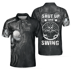 Golf Shut Up Polo Shirt, Scary Skull Golf Shirt Design For Men, Best Halloween Golf Gift For Golfers - Hyperfavor