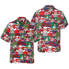 Hawaiian Shirts, Santa With American Flag Comic Style Shirt Short Sleeve, Christmas Shirt Idea Gift For Men and Women - Hyperfavor