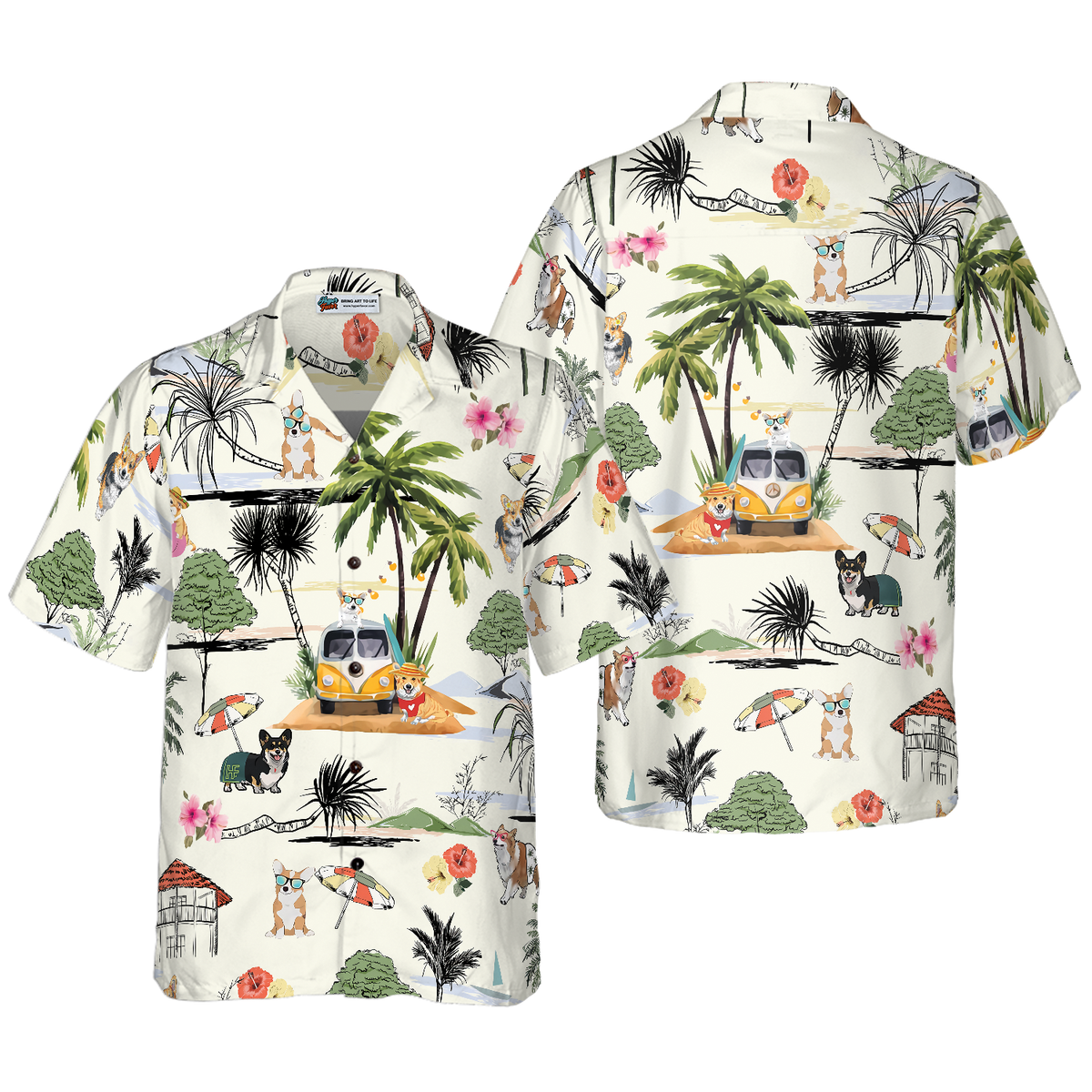 Corgi Hawaii Beach Hawaiian Shirt - Hyperfavor