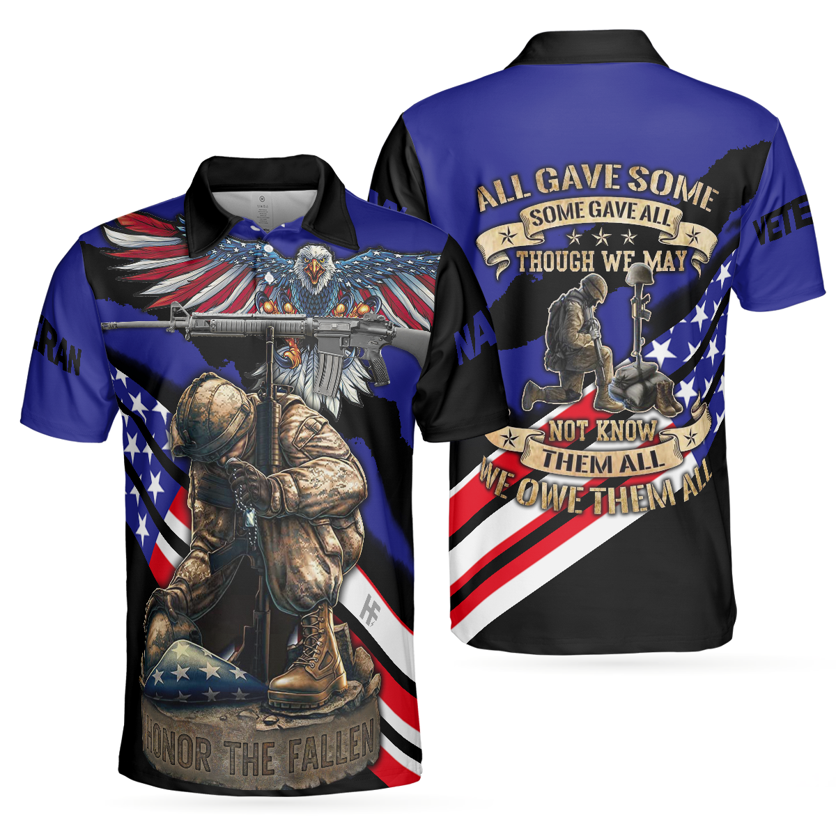 Navy Veteran Honor The Fallen Polo Shirt, American Flag Navy Veteran Shirt, Best Gift For Veteran's Day - Hyperfavor