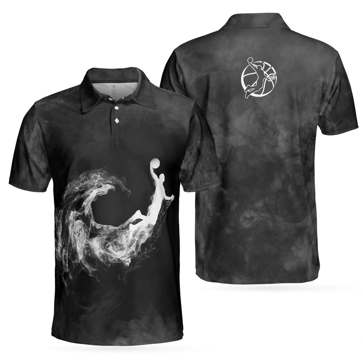 Basketball On Smoke Black Theme Polo Shirt, Smoke Basketball Dunk Player Polo Shirt, Best Baseball Shirt For Men - Hyperfavor