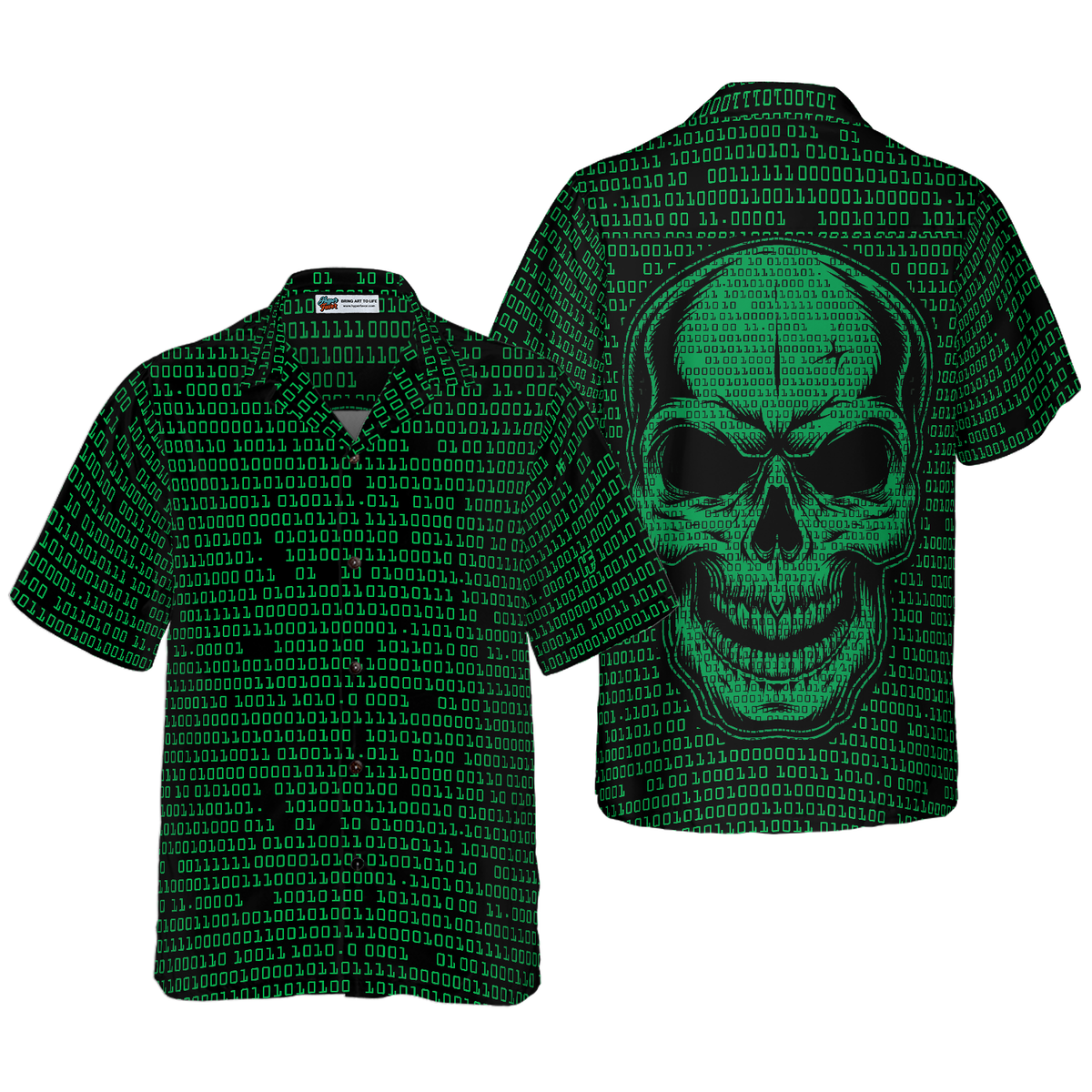 Binary Code Skull Hawaiian Shirt - Hyperfavor