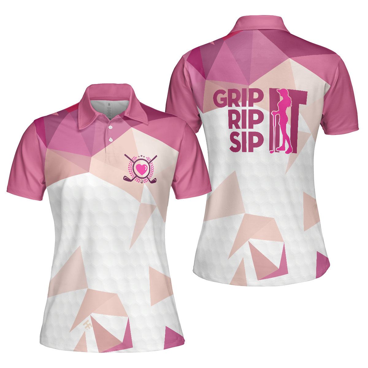 Rip It Sip It Grip It Golf Girl Golf Short Sleeve Women Polo Shirt, Pink Golf Shirt For Ladies, Best Golf Gift - Hyperfavor