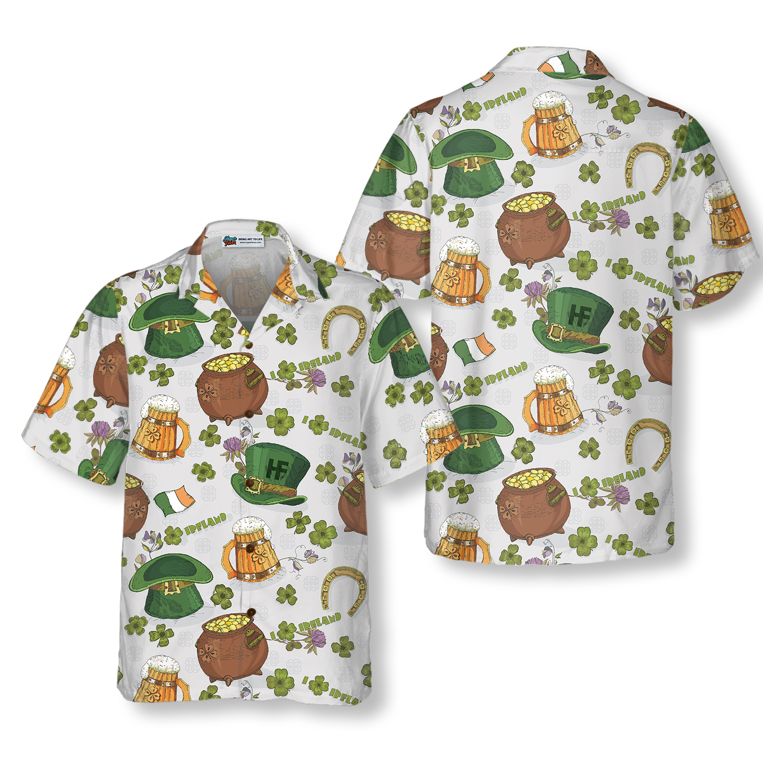 Happy Saint Patrick's Day Ireland Proud Pattern 2 Hawaiian Shirt - Hyperfavor