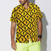 Bigfoot Yellow Square Bigfoot Hawaiian Shirt, Diamond Pattern Caution Signs Bigfoot Shirt For Men - Hyperfavor