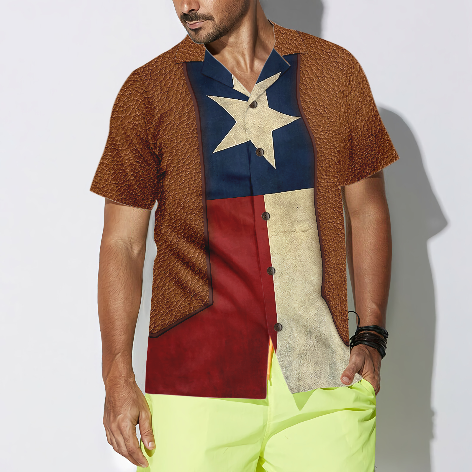 The Lone Star State Cowboy Style Texas Hawaiian Shirt For Men, Vintage Texas Flag Shirt, Proud Texas Shirt For Men - Hyperfavor