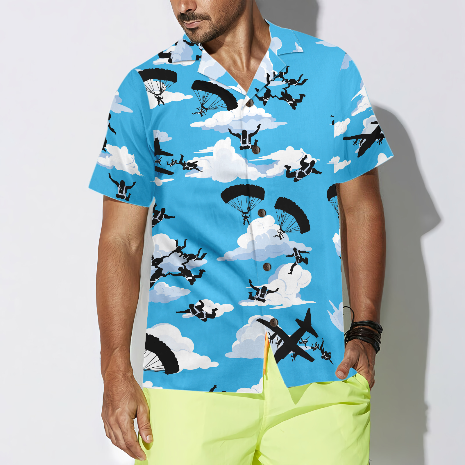 Skydiving Pattern Hawaiian Shirt - Hyperfavor