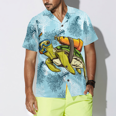 Turtle Scuba Diving Shirt For Men Hawaiian Shirt - Hyperfavor