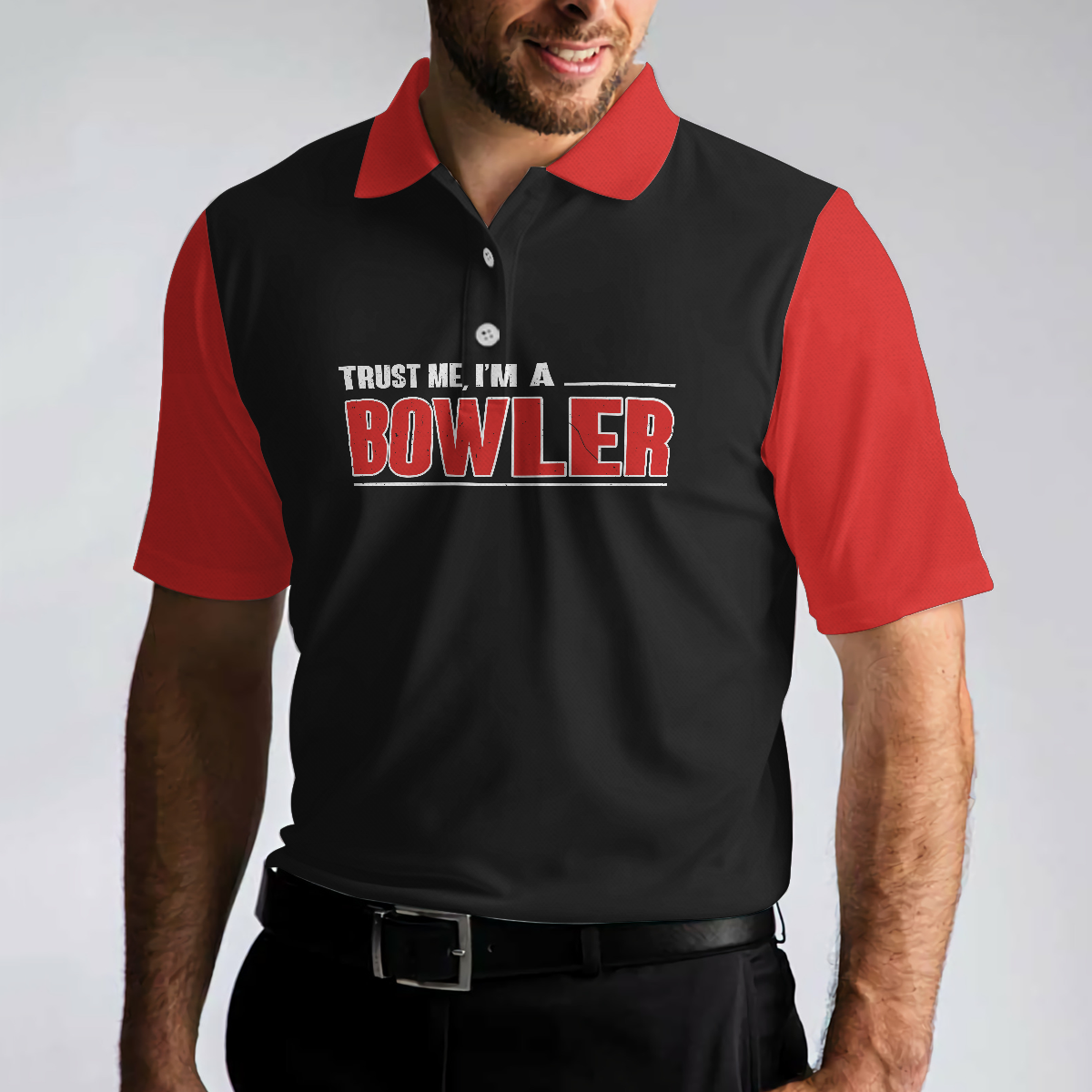 Sleep With Bowler Polo Shirt, Black And Red Bowling Short Sleeve Polo Shirt, Funny Shirt With Sayings - Hyperfavor