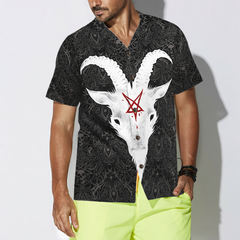 Seamless Gothic Skull Pattern Goth Goat Head Hawaiian Shirt - Hyperfavor