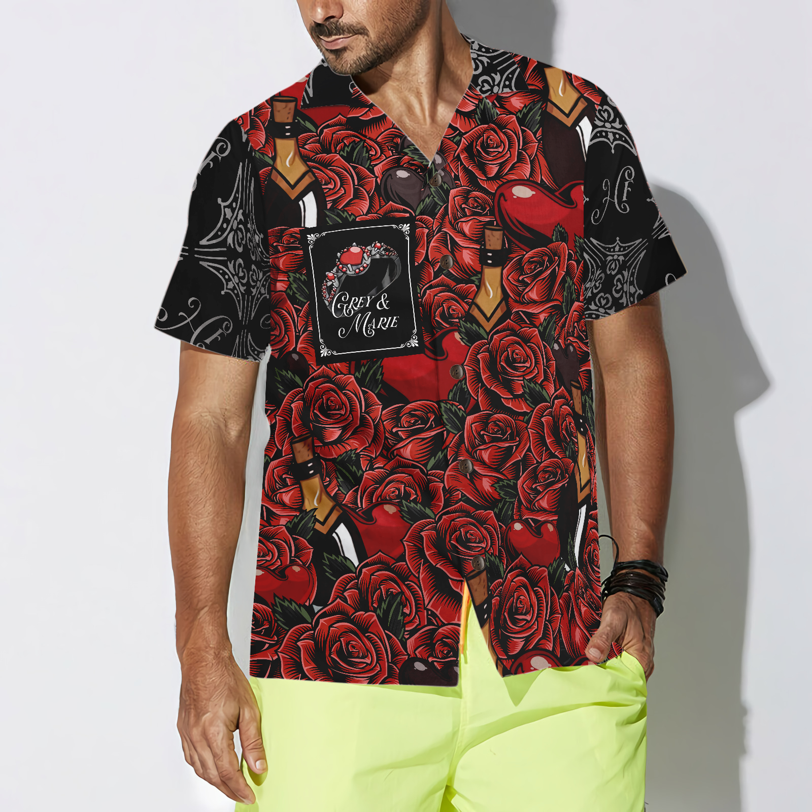 Color Of Love Red Flower Sticker Custom Hawaiian Shirt - Hyperfavor