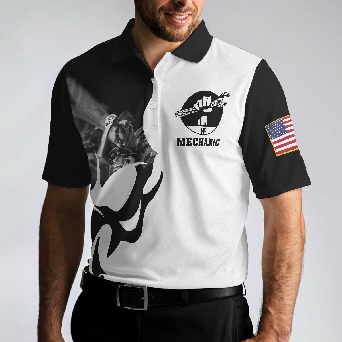 Mechanic Proud Skull Polo Shirt, Black And White If You Think You Can Do My Job Polo Shirt, Mechanic Shirt For Men - Hyperfavor