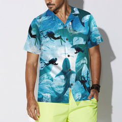 Scuba Diving With Sharks Hawaiian Shirt - Hyperfavor