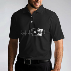 Poker Heartbeat Short Sleeve Polo Shirt, Elegant Black Polo Shirt, Best Poker Shirt For Men - Hyperfavor