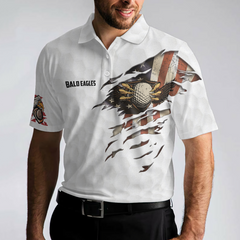 Bald Eagles American Golfer Eagle Golf Ball Texture Polo Shirt - Hyperfavor