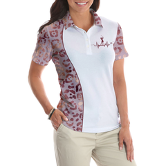 Coffee Love Golf Leopard Pattern Short Sleeve Women Polo Shirt - Hyperfavor