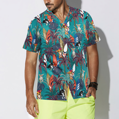 Chihuahua Surfboard And Palm Tree Hawaiian Shirt - Hyperfavor