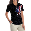 American Flag With Bowling Pattern Short Sleeve Women Polo Shirt - Hyperfavor
