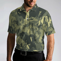 Camouflage Texture Disc Golf Shirt For Men Polo Shirt, Cool Camo Disc Golf Shirt Design For Male Players - Hyperfavor