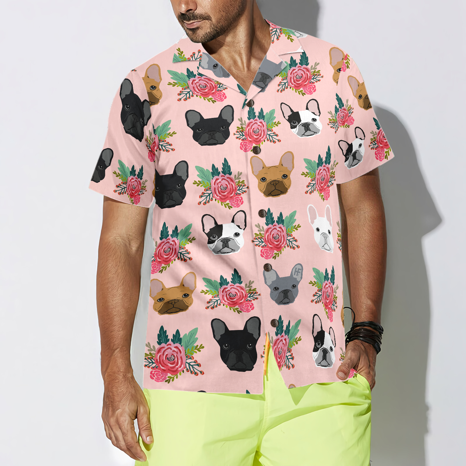 Happiness Is Bulldog Kisses Hawaiian Shirt - Hyperfavor