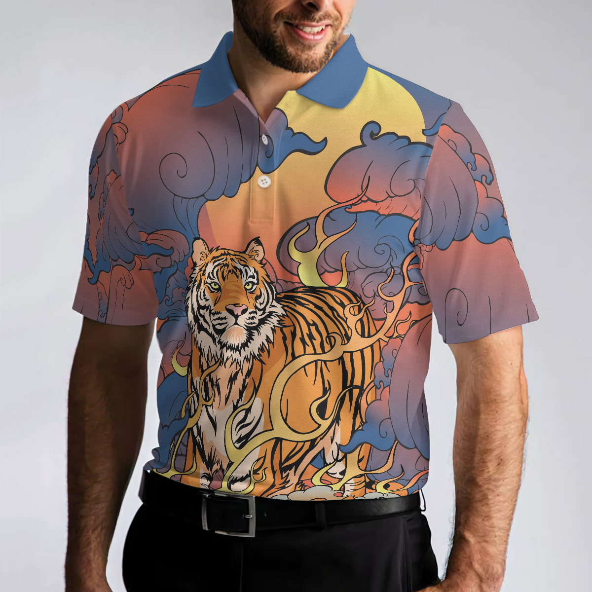 Oriental Powerful Tiger Polo Shirt, Cool Tiger Shirt For Men, Tiger Gift Idea - Hyperfavor