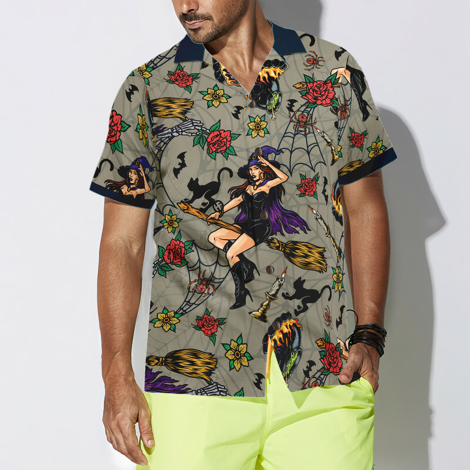 Halloween Witches Night Shirt For Men Hawaiian Shirt - Hyperfavor